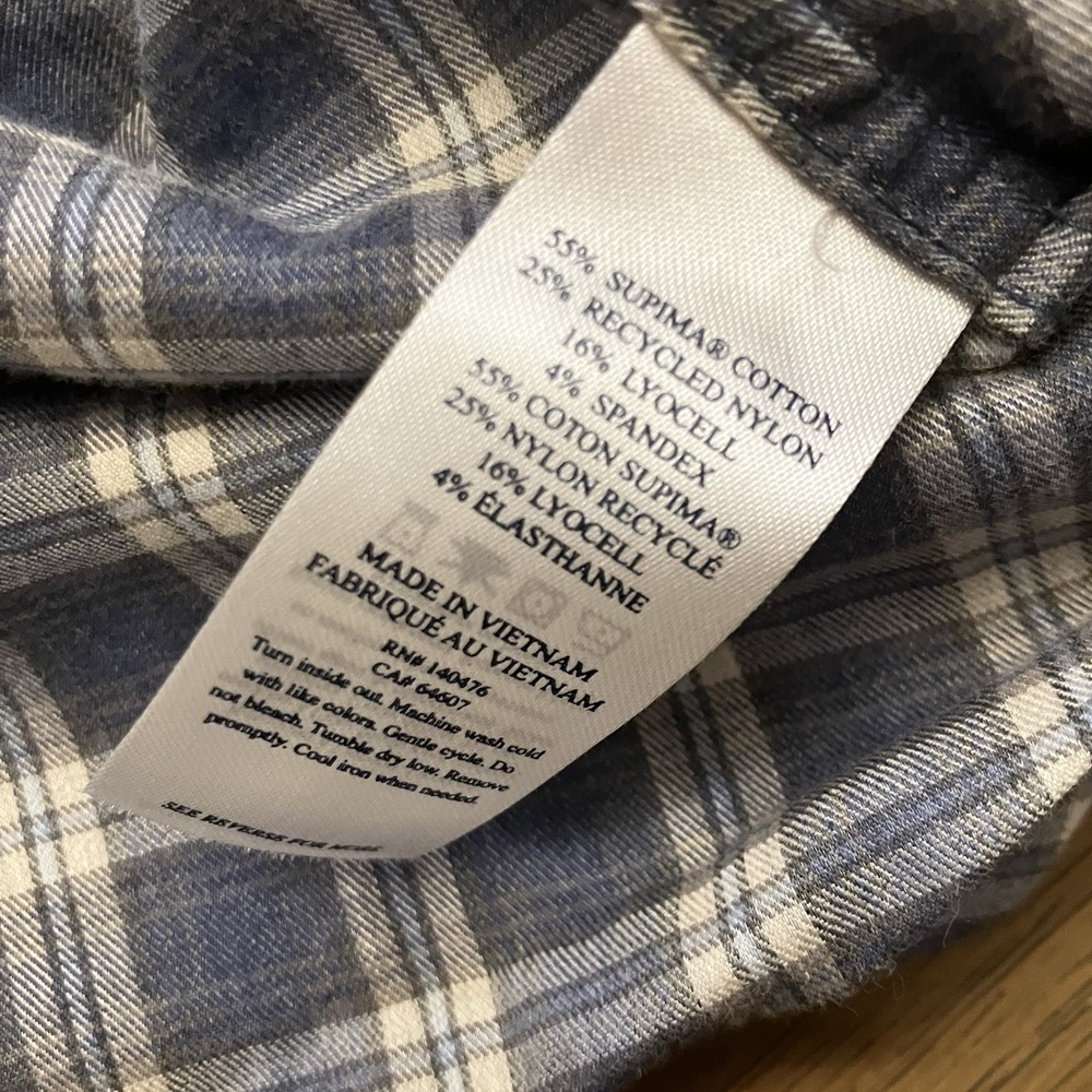 Faherty Men's XXL Blue Plaid Lightweight Flannel Shirt  Cotton Long Sleeve Light - Picture 7 of 10
